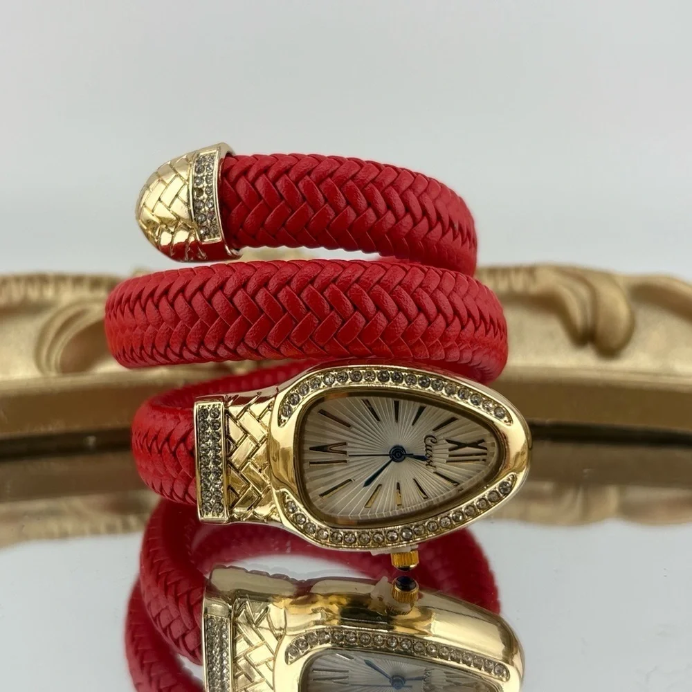 Elegant Serpenti Wrap Bracelet Watch – Red & Gold Tone ✨ - Picture 9 of 14